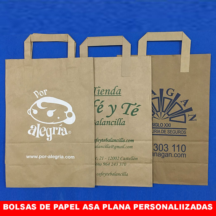 Bolsas de papel asa plana personalizadas