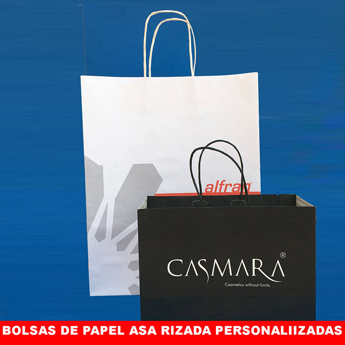 Bolsas de papel asa rizada personalizadas